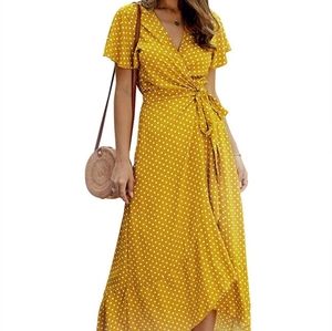 LAST ONE!! YELLOW - Polka Dot Maxi Dress
